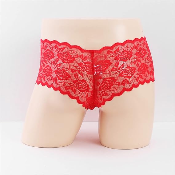 Трусы шорты мужские "Orihim" кружевные красные