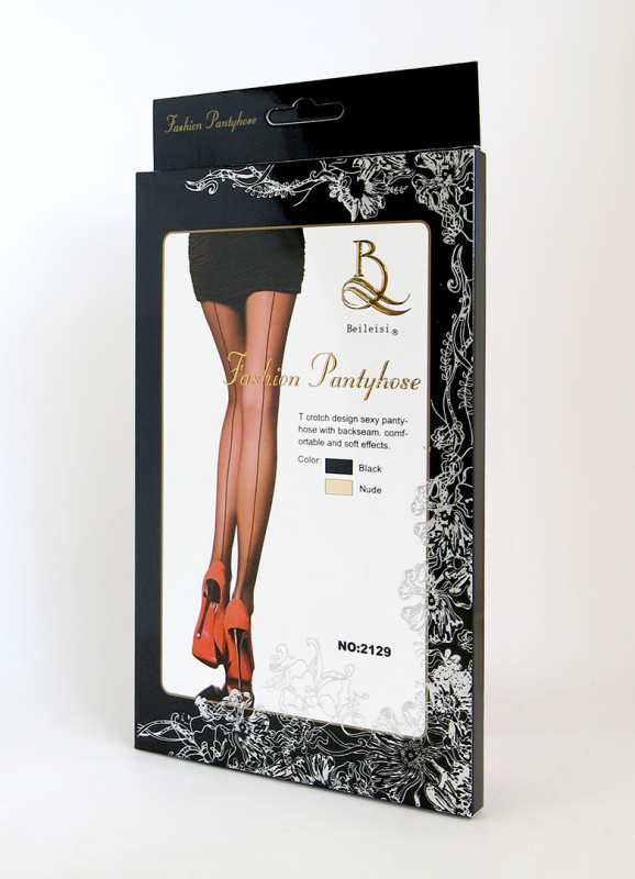 Колготки "Fashion Pantyhose Black" с продольной полосой, бежевые