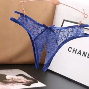 Трусы женские с доступом "Amour" кружевные синие Трусы женские с доступом "Amour" кружевные синие