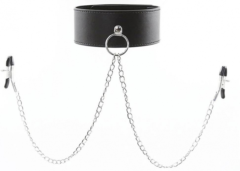 Ошейник с зажимами для сосков "Artistic"