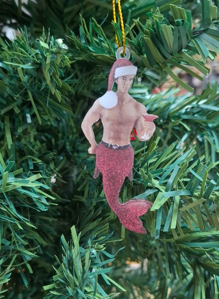 Подвеска на елку "Санта с бокалом"