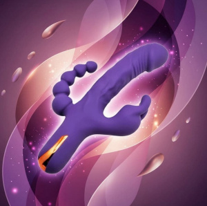 Вибратор силиконовый Gloryfox с тройной стимуляцией фиолетовый