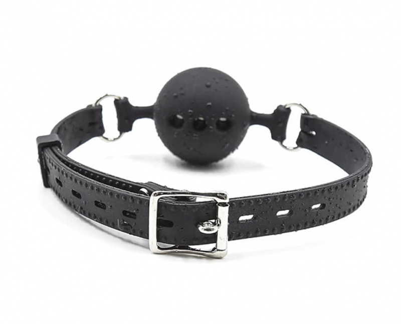 Кляп-шар силиконовый "Black person" с силиконовым ремешком