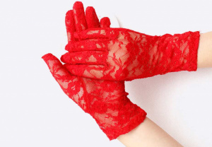 Перчатки гипюровые короткие красные