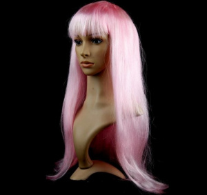 Парик с розовыми прямыми длинными волосами