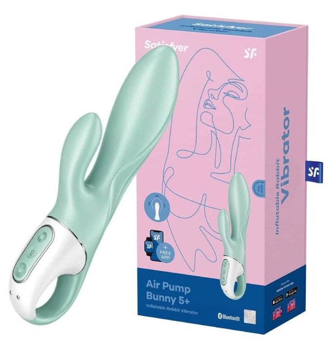 Надувающийся вибромассажер Satisfyer Air Pump Bunny 5 Connect App