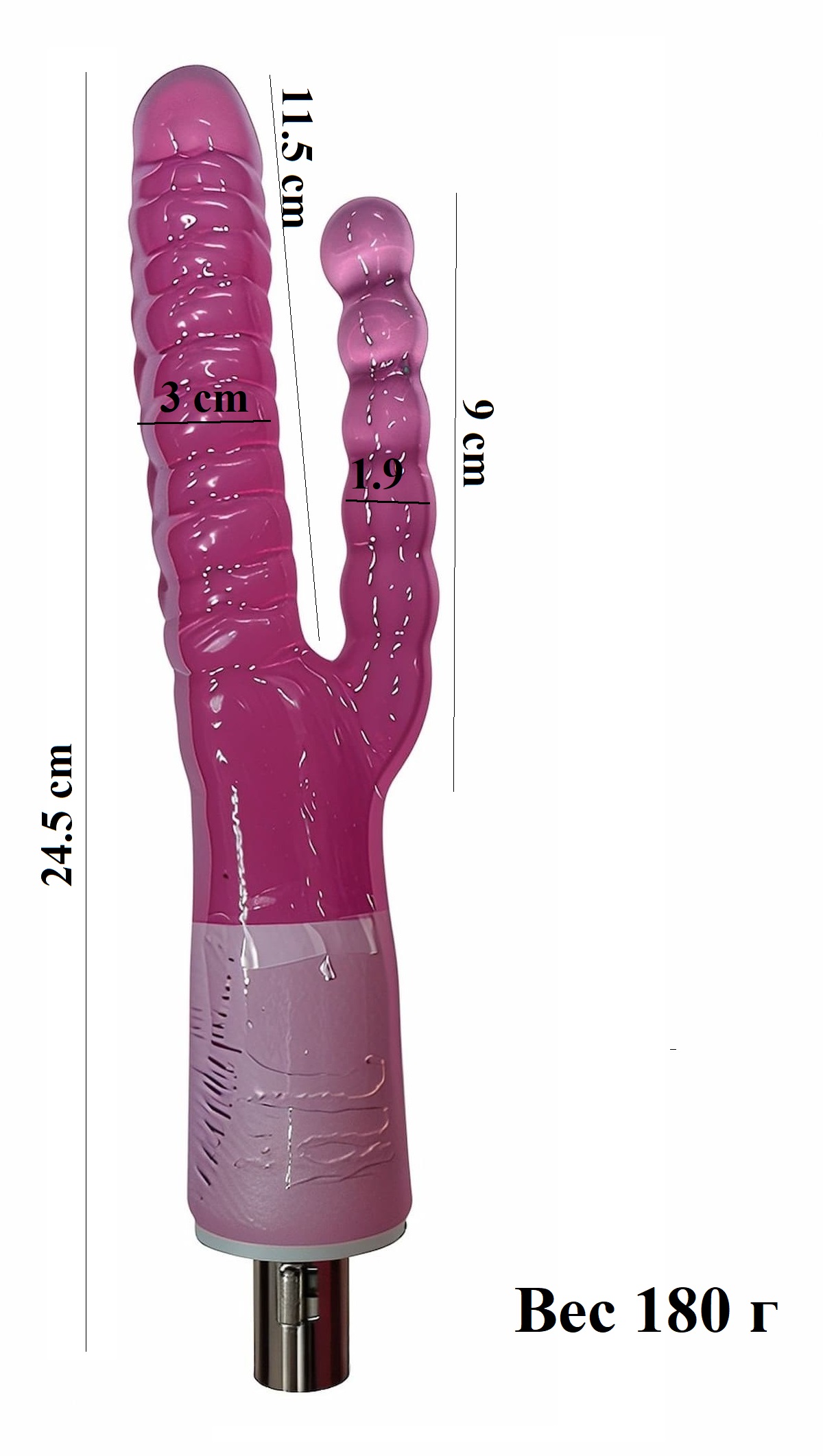 Фаллоимитатор насадка гелевая двойная сменная для секс машины 
