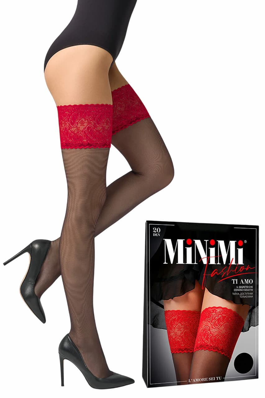 Minimi Чулки TI AMO 20 Nero/Rosso