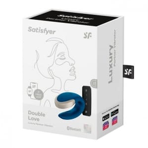 Satisfyer Парный вибратор Double Love с возможностью управления через пульт и приложение голубой