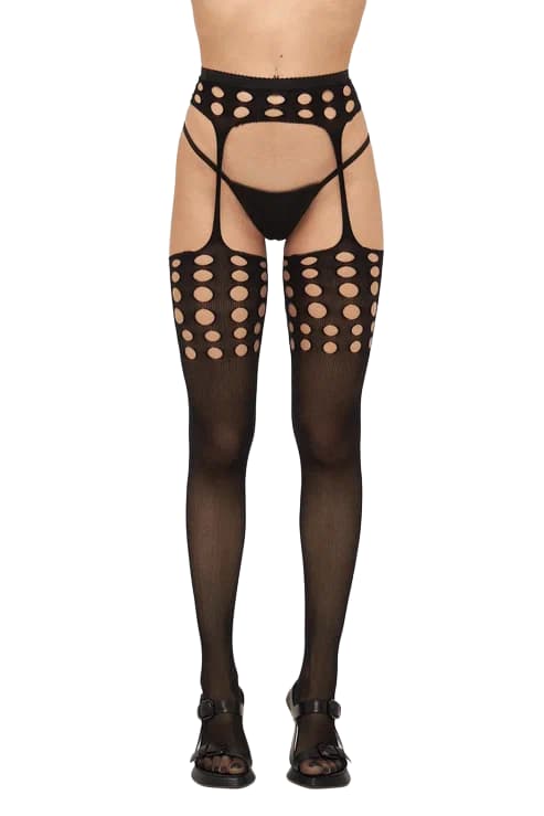 Чулки с поясом CHP-847 ажурная сетка черные Чулки с поясом CHP-847 ажурная сетка черные