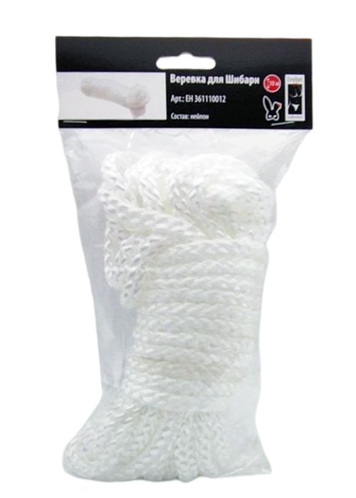 Веревка для Шибари (нейлон) белая, 10м