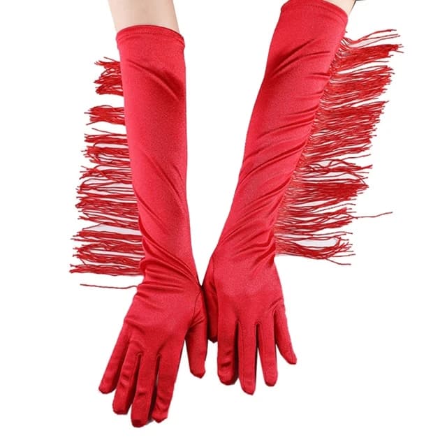 Перчатки с бахромой "Кабаре" красные