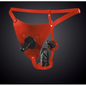 Трусики универсальные со штырьком для насадок (для Strap-on) красные