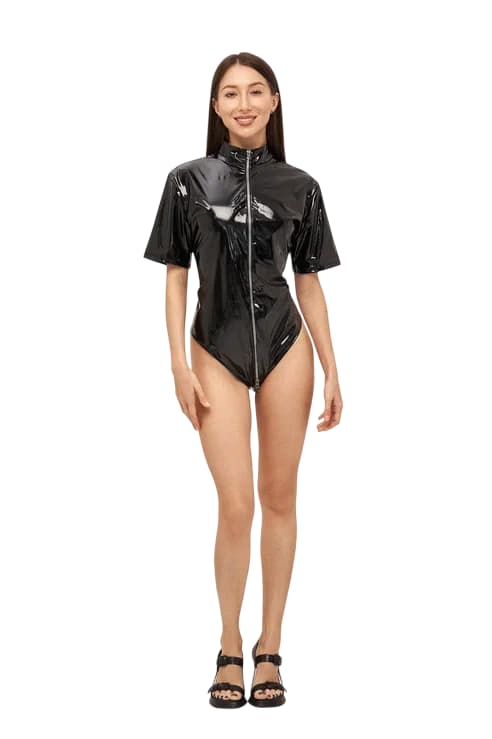 Боди "Heidi" из материала Wetlook черное