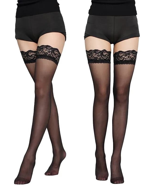Чулки CH-815 с кружевом под пояс черные Чулки CH-815 с кружевом под пояс черные
