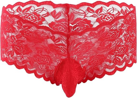 Трусы шорты мужские "Orihim" кружевные красные