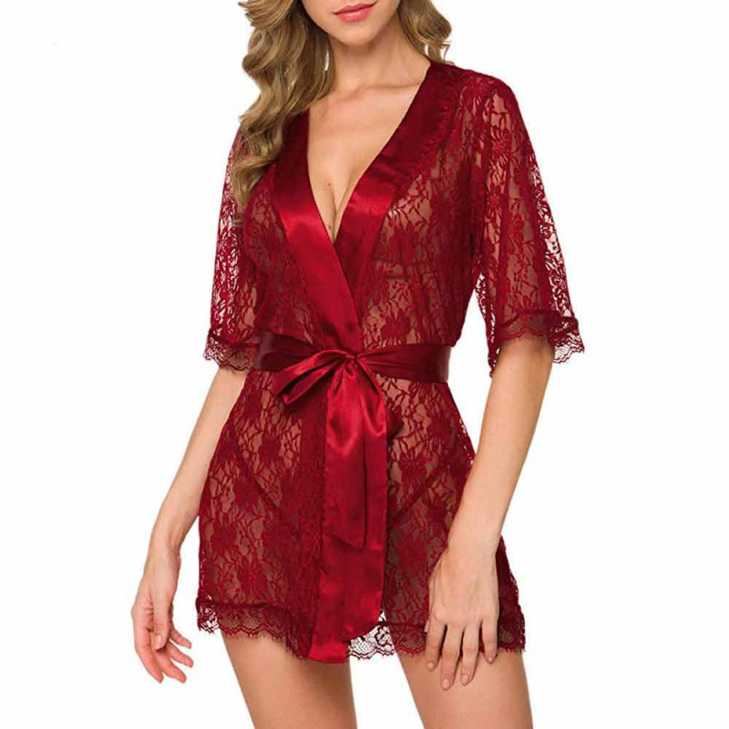 Пеньюар кружевной (халатик) "Daniela" бордовый 
