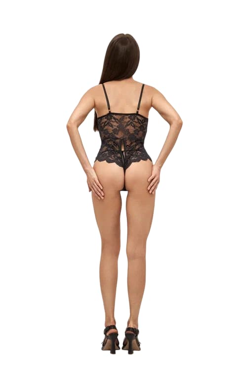 Боди кружевное с бантом на груди черное Боди кружевное с бантом на груди черное