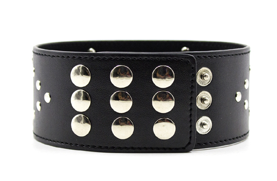 Ошейник с поводком-цепочкой и клепками