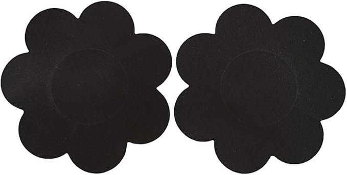 Наклейки на соски "Цветы", цвет черный