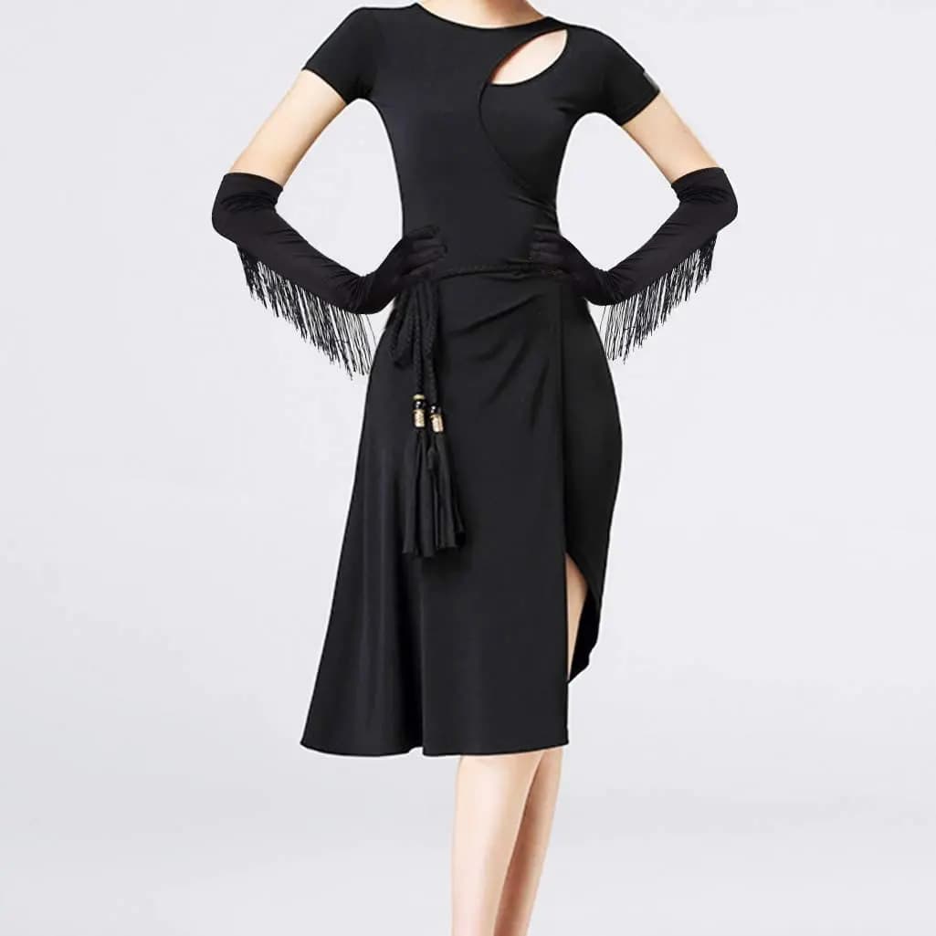 Перчатки с бахромой "Кабаре" черные