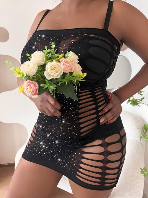 EroHot Eleganse Plus Платье сетка Shans со стразами EroHot Eleganse Plus Платье сетка Shans со стразами