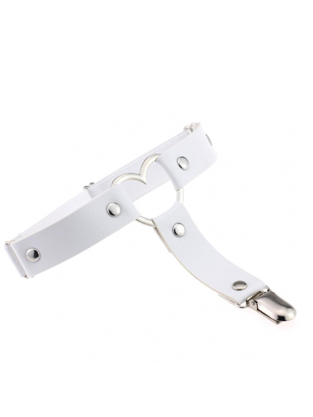 Подвязка кожаная "Сердце" белая