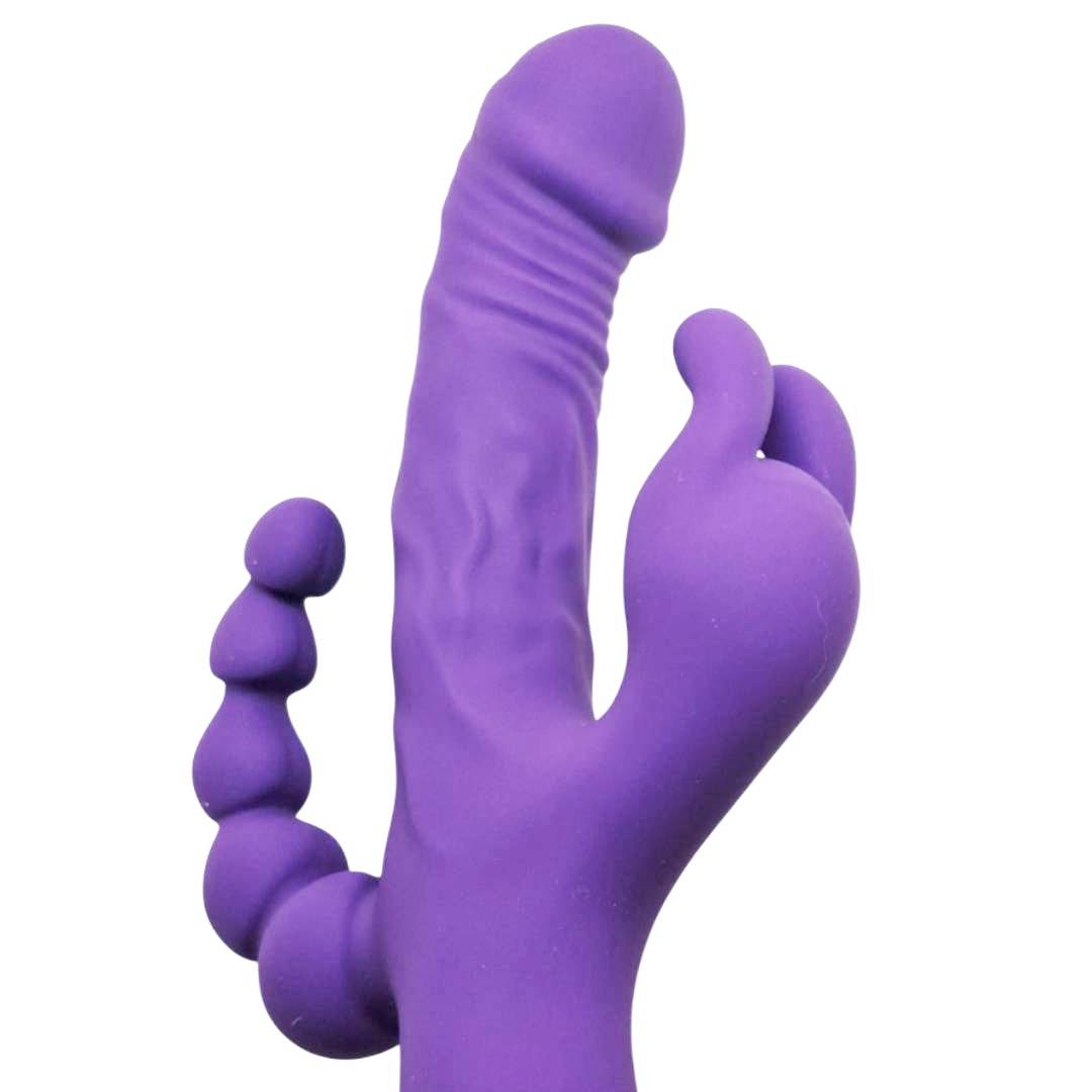 Вибратор силиконовый Gloryfox с тройной стимуляцией фиолетовый