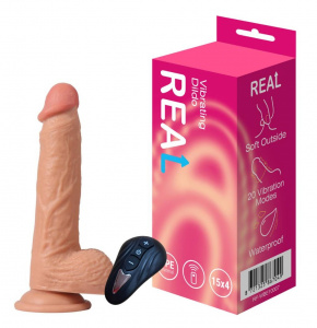 Real Реалистичный фаллоимитатор с функцией вибрации с дистанционным управлением