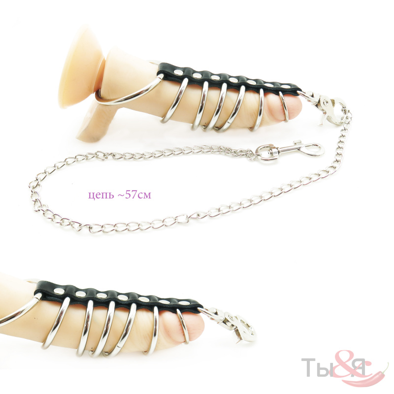 Манжета на пенис из колец с поводком "Wristband wrap"