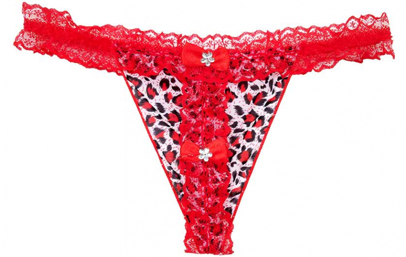 Трусики женские лео красные с черным