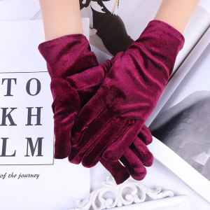 Перчатки бархатные, бордовые