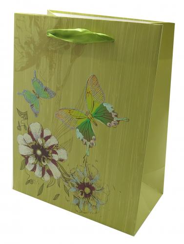 Пакет подарочный "Цветы на зеленом", 18*23 см