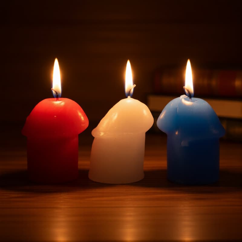 Свеча "Фаллос" для БДСМ игр низкотемпературная, набор 3шт