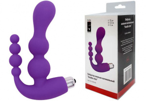 Вибратор анально-вагинальный силиконовый "Double stim" фиолетовый
