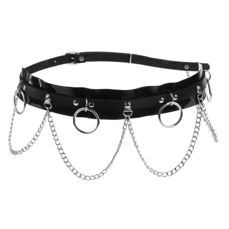 Портупея-пояс с цепочками и кольцами