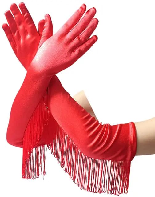Перчатки с бахрамой "Кабаре" красные