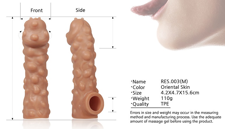 Насадка на фаллос с крупными бугорками и отверстием для мошонки EXTREME SLEEVE, M