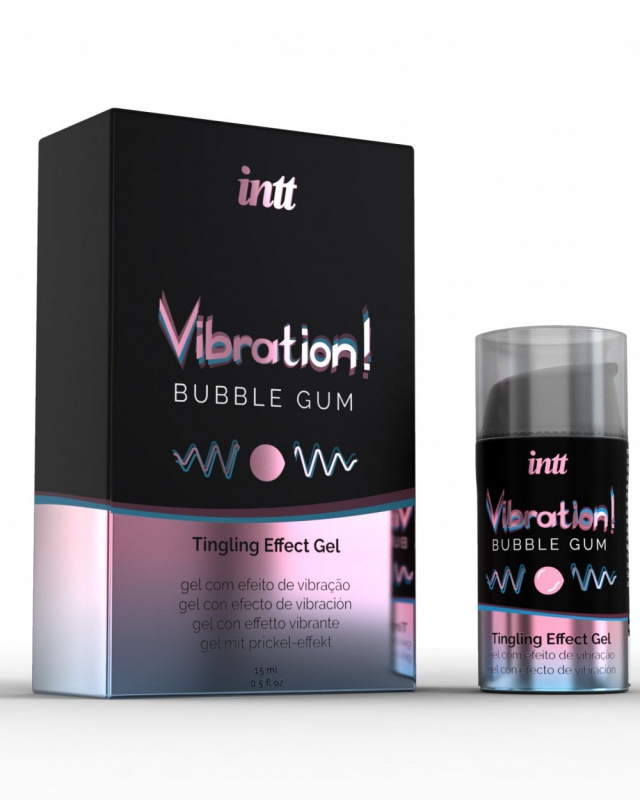 Intt Жидкий интимный гель с эффектом вибрации Bubble Gum, 15мл