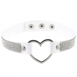 Чокер "Сердце" со стразами белый