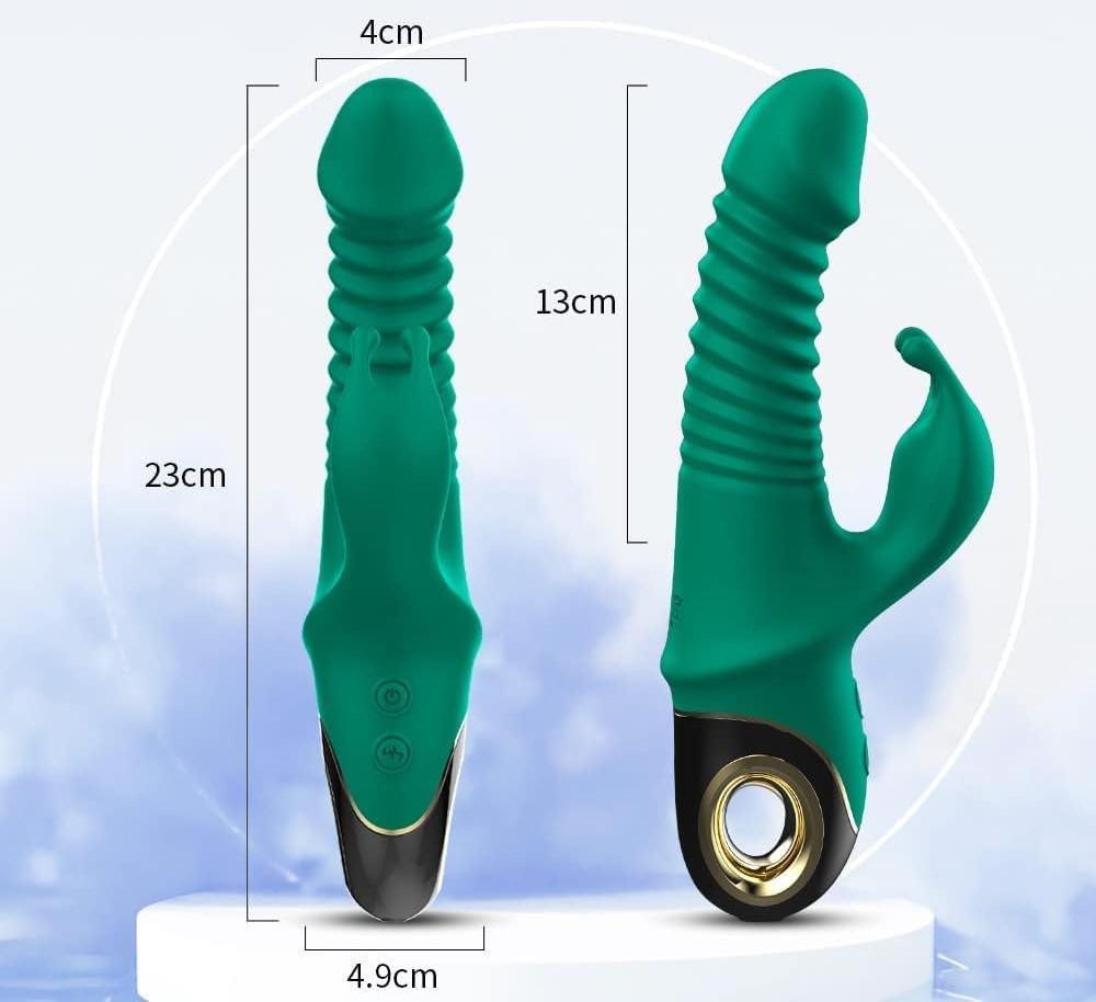 Вибратор "Thrusting vibrator" возвратно-поступательными движениями и клиторальным стимуляторм