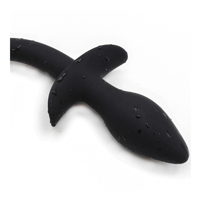 Втулка анальная силиконовая "Alice" с хвостом черная