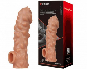 Насадка на фаллос с крупными бугорками и отверстием для мошонки EXTREME SLEEVE, M