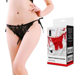 Трусики на завязках с доступом, черные