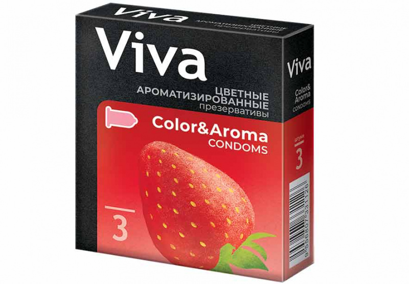 Презервативы "Viva" цветные и ароматизированные, 3 шт