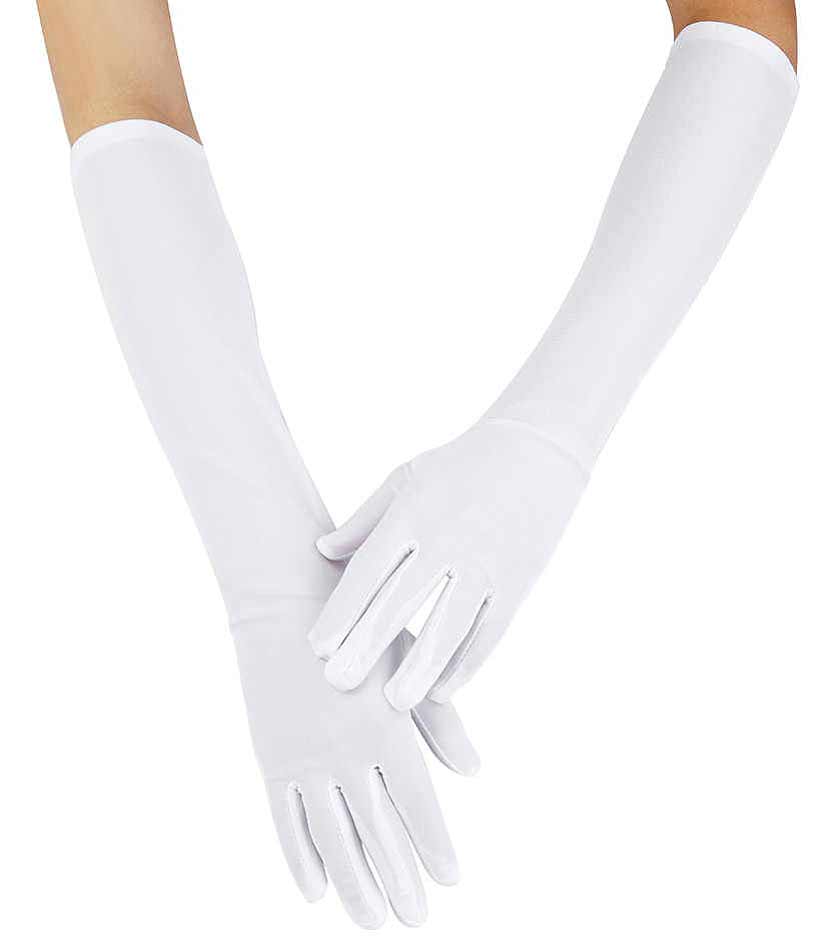 Перчатки атласные до локтя, 43 см белые