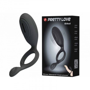 Кольцо эрекционное PRETTY LOVE "Ethel" с 2-мя стимуляторами, 3 функции вибрации
