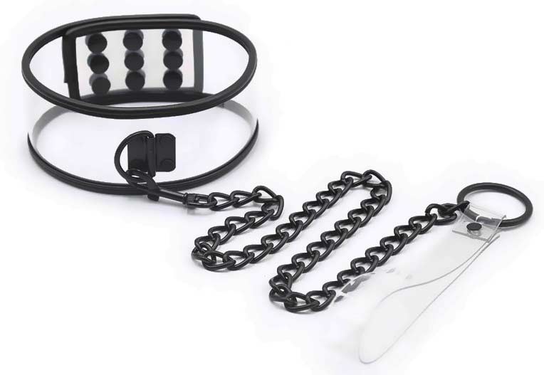 Ошейник "Infinity" прозрачный на клепках с поводком-цепочкой