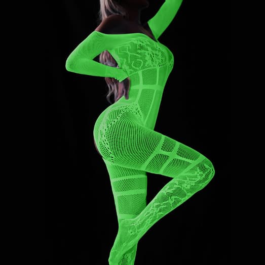 EroHot Glow Боди комбинезон сетка "Kellis" светящийся в темноте EroHot Glow Боди комбинезон сетка "Kellis" светящийся в темноте