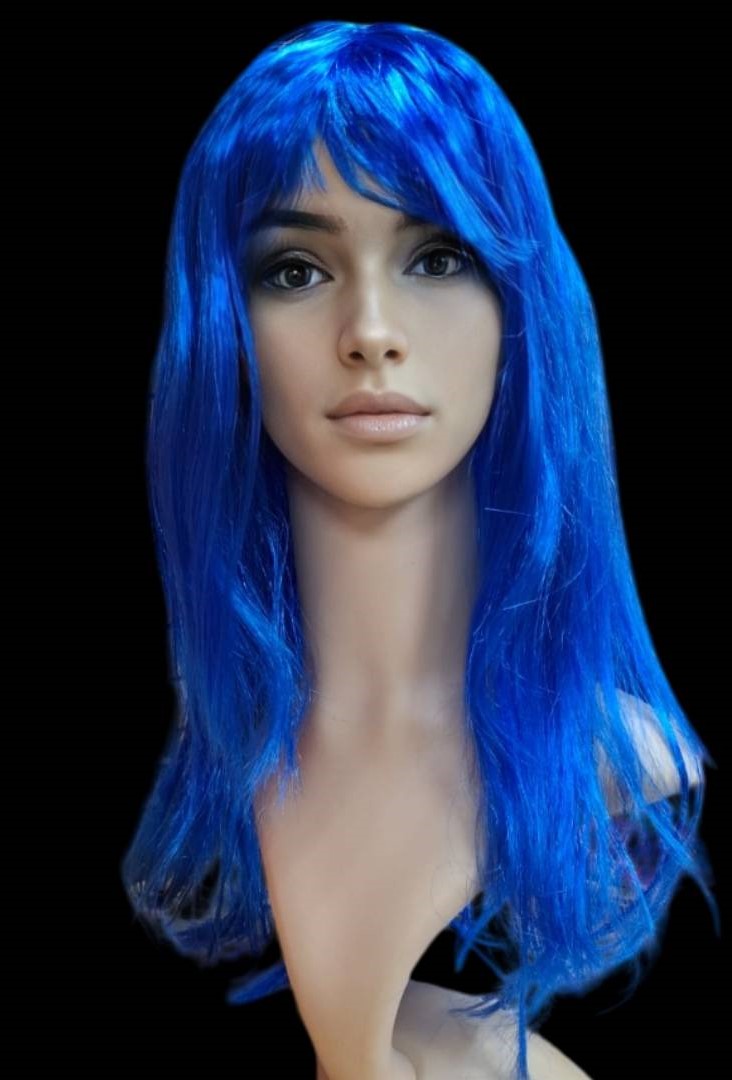 Парик карнавальный синий, длинные волосы